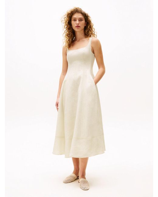 Tommy Hilfiger Natural The Sofia Capsule Pure Linen Midi Dress