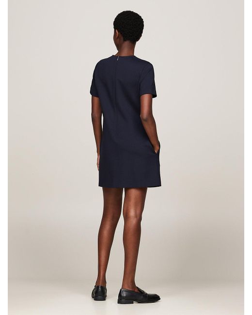 Tommy Hilfiger Blue Shoulder Button Mini Shift Dress