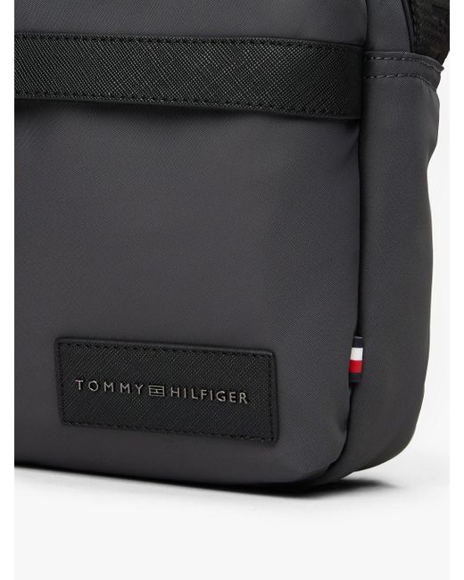 Tommy Hilfiger Black Textile Logo Patch Crossbody Reporter Bag for men