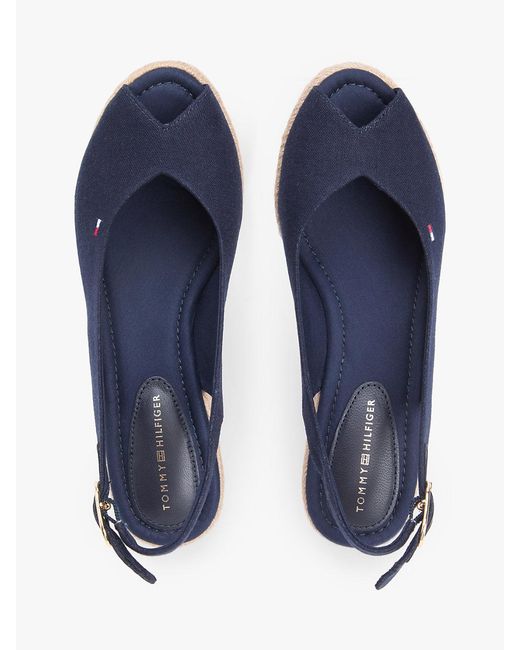 Tommy Hilfiger Blue Hemp Slingback Wedge Espadrilles