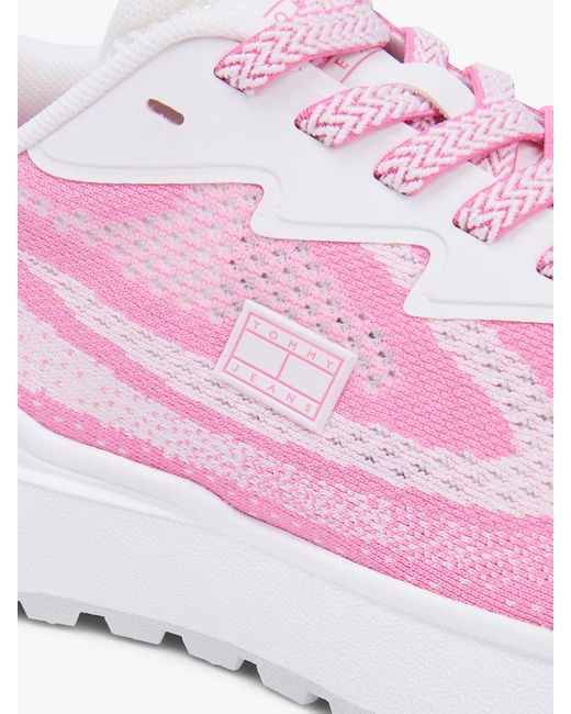 Tommy Hilfiger Pink Mesh Jacquard Knit Cleat Trainers