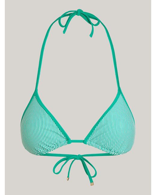 Tommy Hilfiger Green Th Essential Print Triangle Bikini Top