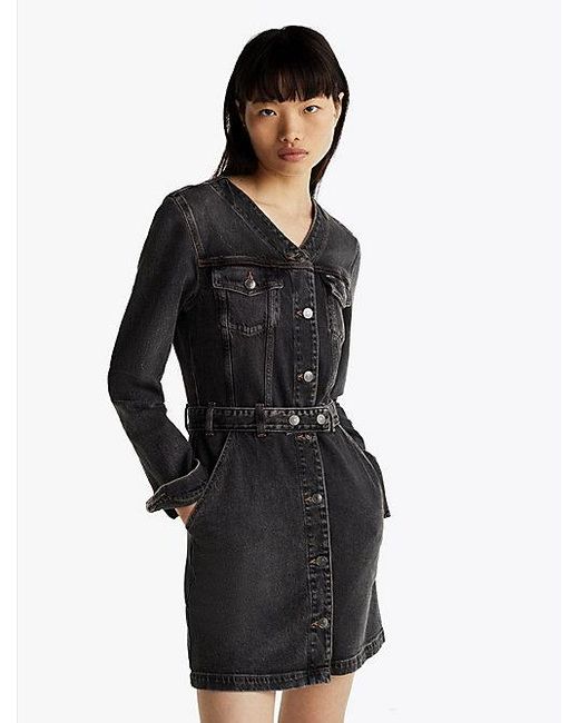 Tommy Hilfiger Denim Mini-Overhemdjurk Met Riem in het Red