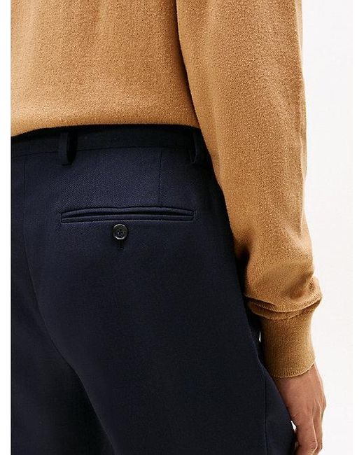 Pantalón De Algodón Con Textura De Canasta Tommy Hilfiger de hombre de color Blue