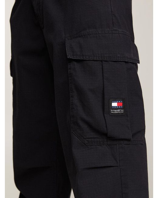 Tommy Hilfiger Black Aiden Baggy Cargo Trousers for men
