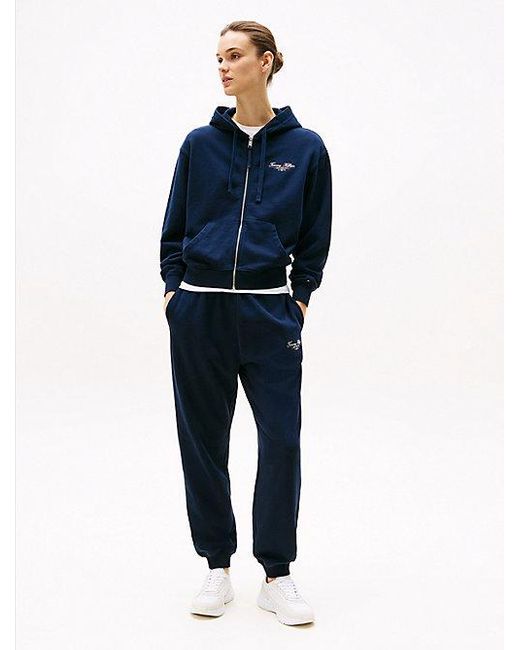 Sudadera Con Capucha, Cremallera Y Logo Tommy Hilfiger de color Blue