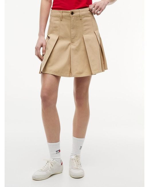Tommy Hilfiger Pink Washed Canvas Pleated Mini Skirt