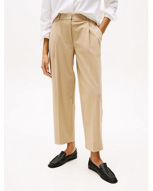 Tommy Hilfiger Cropped Broek Met Tapered Fit in het White