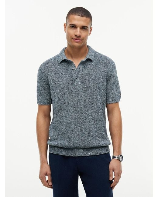 Tommy Hilfiger Blue New York Label Relaxed Fit Mouliné Polo Shirt for men