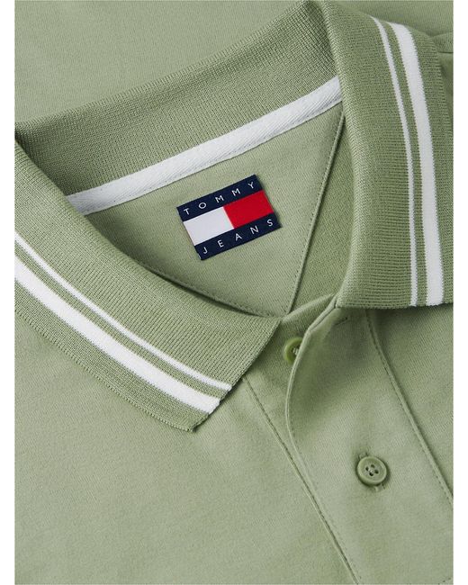 Tommy Hilfiger Green Tommy Flag Regular Fit Tipped Polo Shirt for men