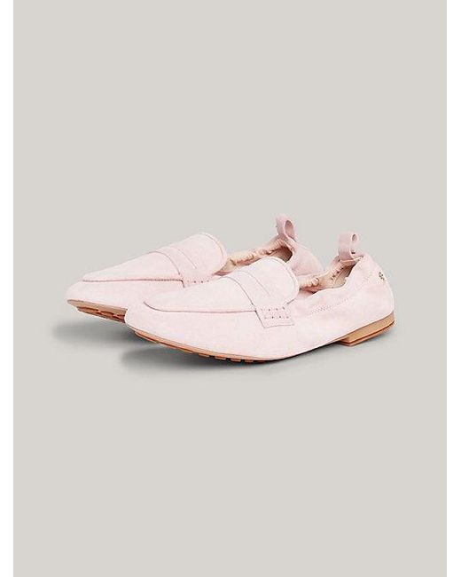 Tommy Hilfiger Suède Mocassin-loafer Met Halve Profielzool in het Pink