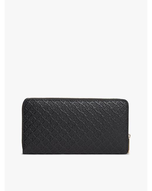 Tommy Hilfiger Black Hilfiger Icon Debossed Zip-Around Wallet
