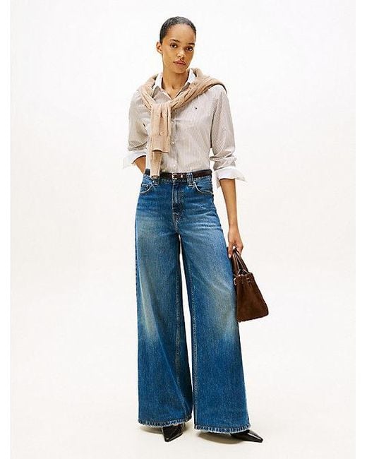 Tommy Hilfiger Regular Fit Overhemd Van Gestreepte Poplin in het White
