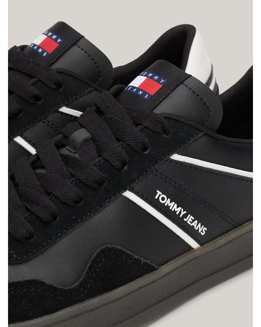 Tommy Hilfiger Black Retro Suede Cupsole Trainers for men