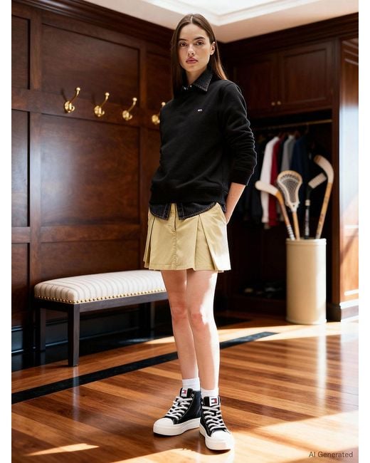 Tommy Hilfiger Black Brushed Fleece Crew Neck Sweatshirt