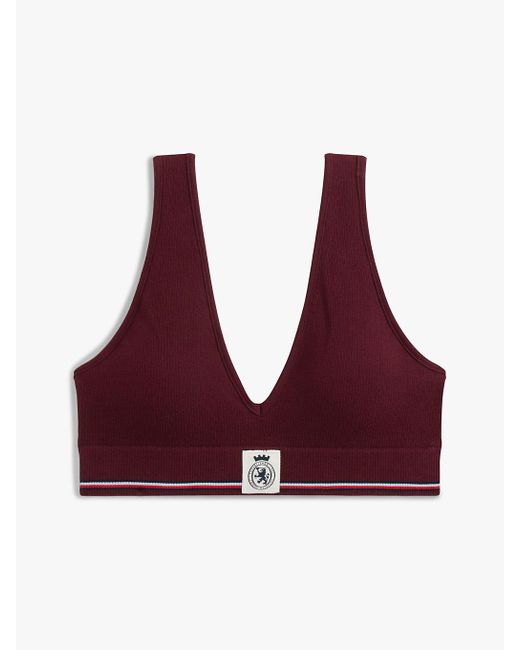 Bralette A Triangolo Con Stemma Th di Tommy Hilfiger in Red