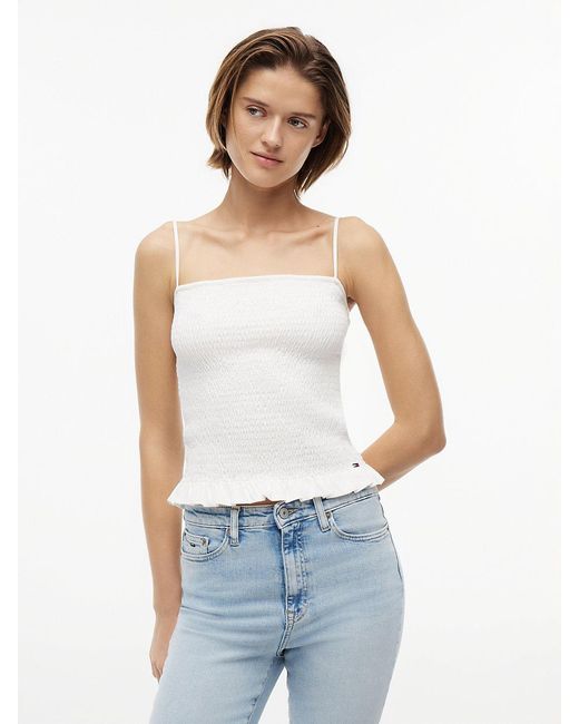 Tommy Hilfiger White Smock Slim Strap Top