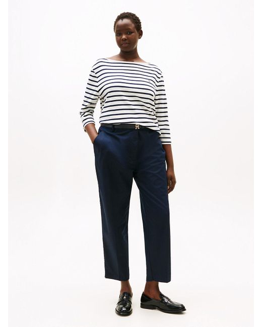 Tommy Hilfiger Blue Curve Slim Straight Leg Ankle Chinos