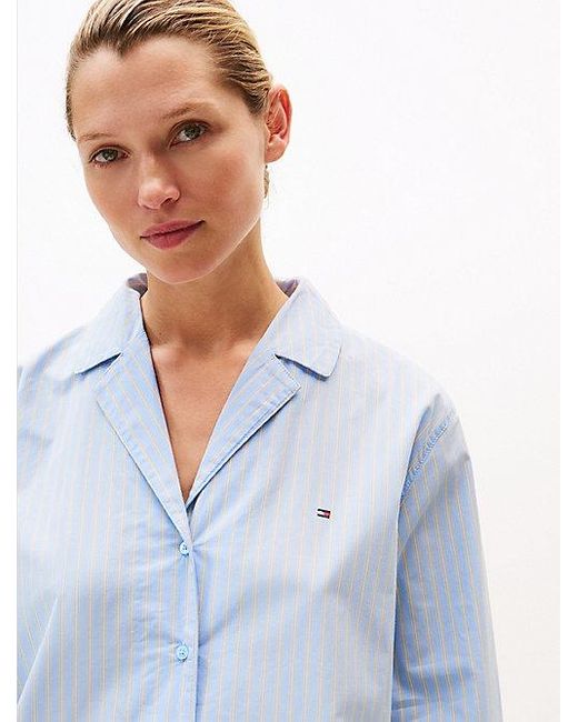 Camisón Essential De Popelín A Rayas Tommy Hilfiger de color Blue