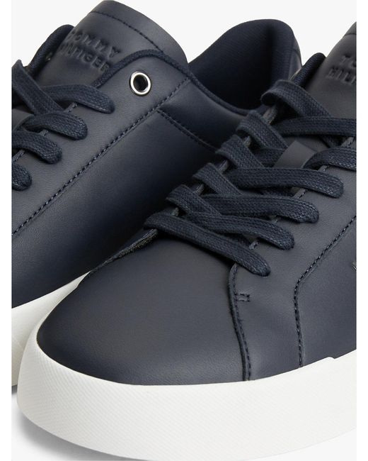 Tommy Hilfiger Blue Signature Colour-Blocked Leather Court Trainers for men