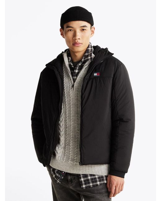 Tommy Hilfiger Black Lightweight Hooded Windbreaker Jacket for men