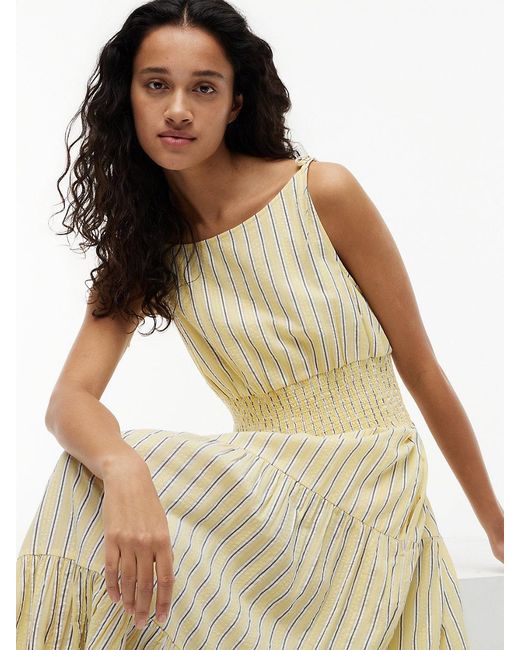 Tommy Hilfiger Natural Self-Tie Strap Smock Midi Dress