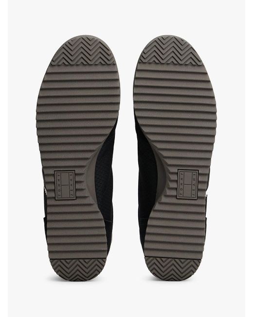 Tommy Hilfiger Black Retro Mixed Texture Serrated Trainers for men