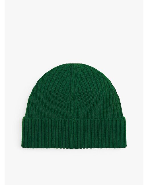 Tommy Hilfiger Green Hilfiger Flag Pure Wool Beanie for men