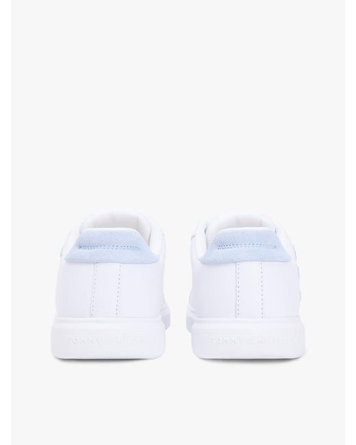 Tommy Hilfiger White Hilfiger Icon Leather Logo Embroidery Court Trainers
