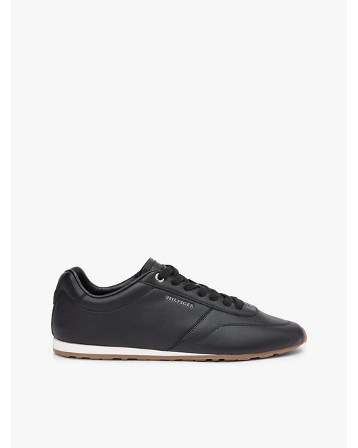 Tommy Hilfiger Black Low Profile Logo Leather Trainers for men