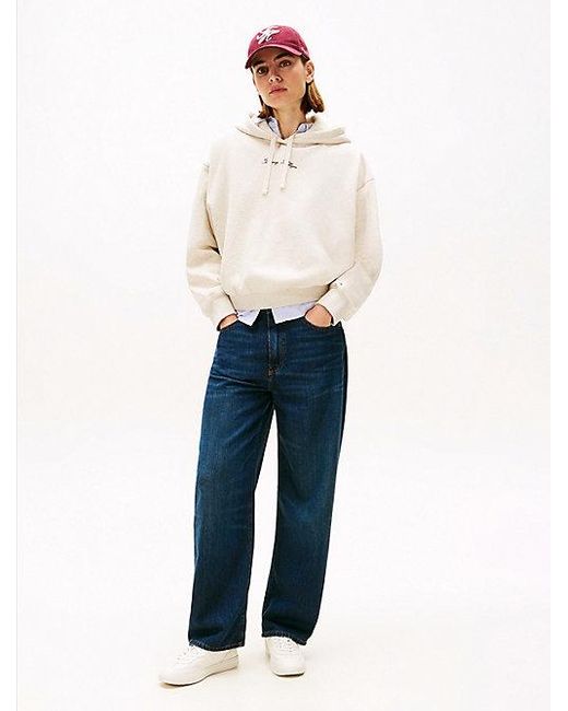 Tommy Hilfiger Relaxed Fit Hoodie Met Getextureerd Logo in het White
