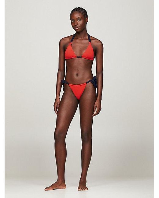 Tommy Hilfiger Heritage Colour-blocked Triangel-bikinitop in het Red