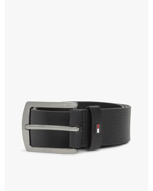 Tommy Hilfiger Black Denton Pebble Grain Leather Belt for men