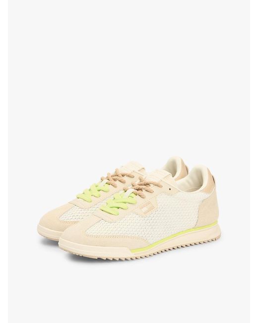 Tommy Hilfiger Natural Low Profile Mixed Texture Knit Trainers