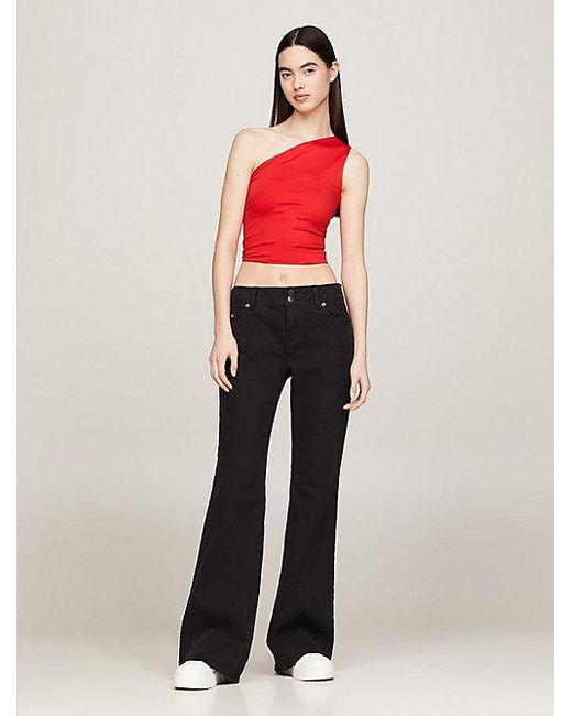 Tommy Hilfiger Red Asymmetrisches Cropped Fit Tanktop