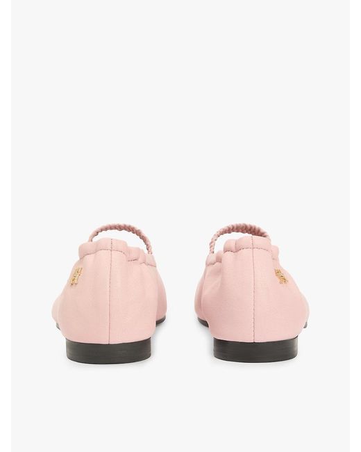 Tommy Hilfiger Pink Leather Elasticated Strap Ballerinas