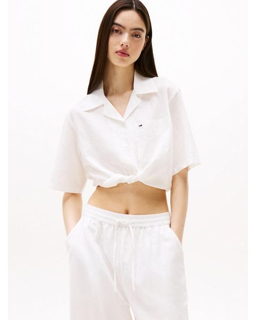 Chemise Courte Décontractée À Manches Courtes Tommy Hilfiger en coloris White