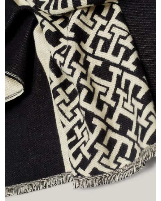 Tommy Hilfiger Natural Essential Chic Th Monogram Wool Scarf