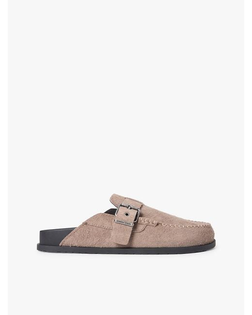 Tommy Hilfiger White Textured Washed Suede Loafer Mules for men