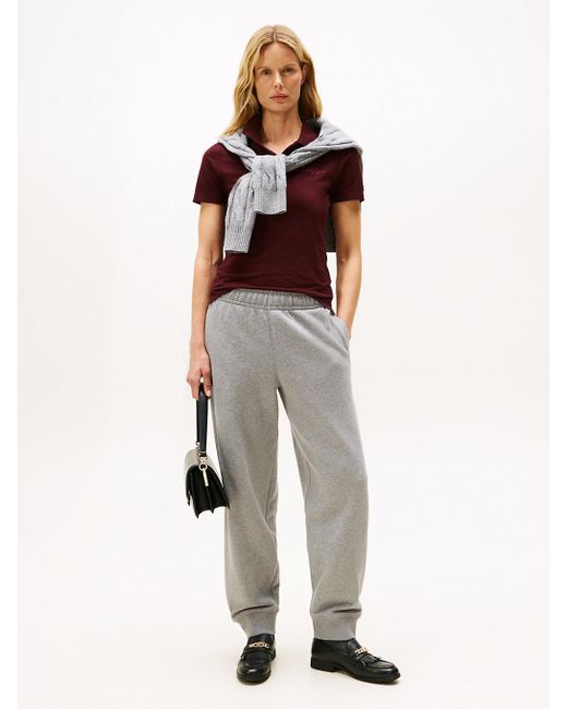 Polo Ajusté En Piqué À Logo Brodé Tommy Hilfiger en coloris Red