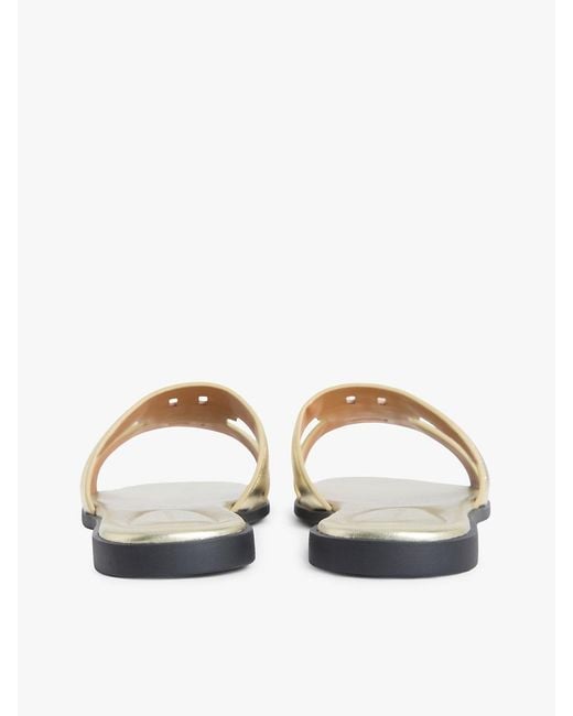 Tommy Hilfiger White Metallic Leather Slip-On Mules
