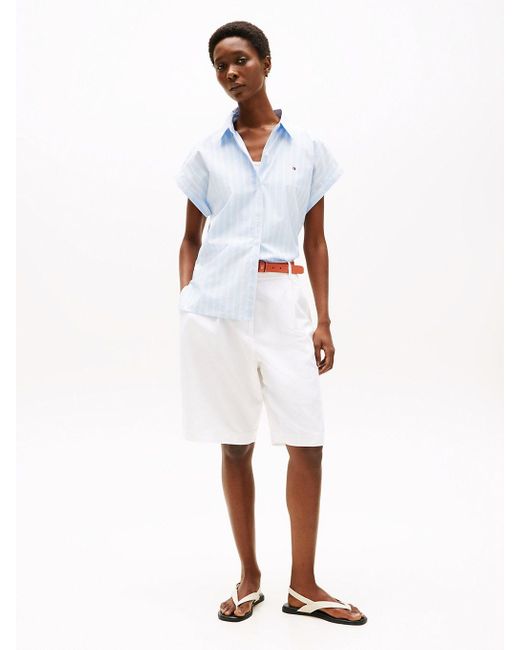 Tommy Hilfiger White Relaxed Fit Short Sleeve Poplin Shirt
