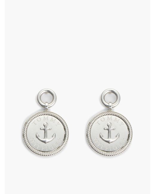 Tommy Hilfiger White Stainless Steel Nautical Charm Earrings