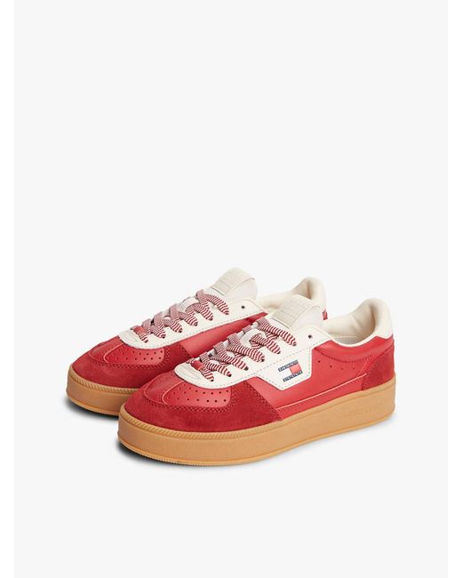 Tommy Hilfiger Red The Greenwich Leather Chunky Cupsole Trainers