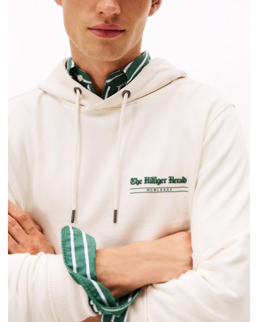 Felpa Con Cappuccio E Grafica Sul Retro di Tommy Hilfiger in White da Uomo