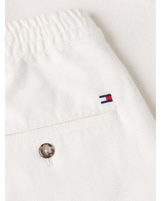 Tommy Hilfiger White Woven Structured Relaxed Fit Shorts for men
