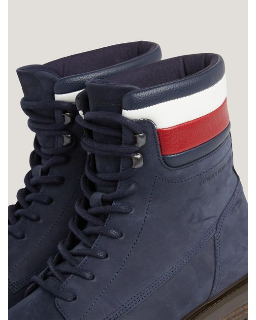 Tommy Hilfiger Signature Lace-up Nubuck Leather Ankle Boots in Blue for Men