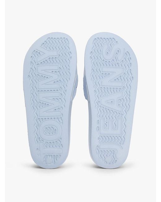 Tommy Hilfiger Blue Embossed Braided Strap Slides