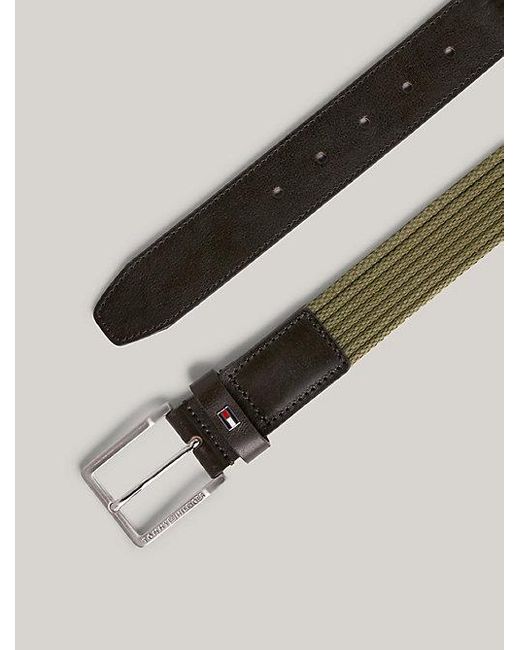 Cinturón textil trenzado con hebilla esmaltada Tommy Hilfiger de hombre de color Brown