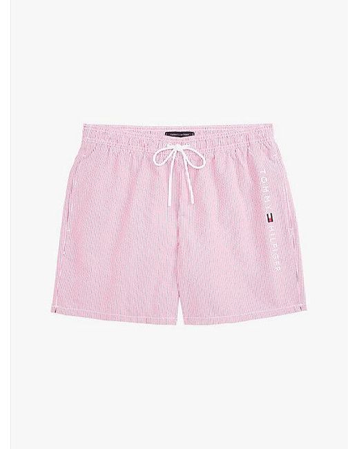 Tommy Hilfiger Original Medium Lange Zwemshort Met Streep in het Pink voor heren